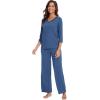 imageWiWi Womens 34 Sleeve Pajamas Set Soft Top with Pants Lightweight Viscose from Bamboo Sleepwear Pjs SXXLPrussian Blue