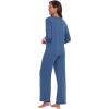 imageWiWi Womens 34 Sleeve Pajamas Set Soft Top with Pants Lightweight Viscose from Bamboo Sleepwear Pjs SXXLPrussian Blue