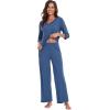 imageWiWi Womens 34 Sleeve Pajamas Set Soft Top with Pants Lightweight Viscose from Bamboo Sleepwear Pjs SXXLPrussian Blue