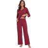imageWiWi Womens 34 Sleeve Pajamas Set Soft Top with Pants Lightweight Viscose from Bamboo Sleepwear Pjs SXXLWine