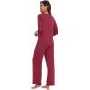 imageWiWi Womens 34 Sleeve Pajamas Set Soft Top with Pants Lightweight Viscose from Bamboo Sleepwear Pjs SXXLWine