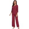 imageWiWi Womens 34 Sleeve Pajamas Set Soft Top with Pants Lightweight Viscose from Bamboo Sleepwear Pjs SXXLWine