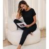 imageWiWi Womens Pajama Sets Short Sleeve Sleepwear Top and Jogger Pants Pjs 2 Piece Lounge Sets Viscose from Bamboo SXXLBlack