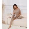 imageWiWi Womens Pajama Sets Short Sleeve Sleepwear Top and Jogger Pants Pjs 2 Piece Lounge Sets Viscose from Bamboo SXXLCamel