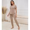 imageWiWi Womens Pajama Sets Short Sleeve Sleepwear Top and Jogger Pants Pjs 2 Piece Lounge Sets Viscose from Bamboo SXXLCamel