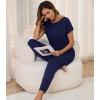 imageWiWi Womens Pajama Sets Short Sleeve Sleepwear Top and Jogger Pants Pjs 2 Piece Lounge Sets Viscose from Bamboo SXXLNavy