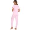 imageWiWi Womens Pajama Sets Short Sleeve Sleepwear Top and Jogger Pants Pjs 2 Piece Lounge Sets Viscose from Bamboo SXXLPink