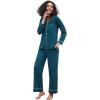 imageWiWi Pajamas for Women Bamboo Viscose Soft Ribbed Sleepwear Button Down Top and Pants 2 Piece Loungewear SXXLAdeep Teal