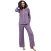 imageWiWi Pajamas for Women Bamboo Viscose Soft Ribbed Sleepwear Button Down Top and Pants 2 Piece Loungewear SXXLAviolet