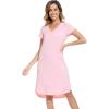 imageWiWi Viscose from Bamboo Nightgowns for Women Soft Long Sleeve Sleep Shirt S4XBpink