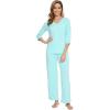 imageWiWi Womens 34 Sleeve Pajamas Set Soft Top with Pants Lightweight Viscose from Bamboo Sleepwear Pjs SXXLAqua