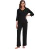 imageWiWi Womens 34 Sleeve Pajamas Set Soft Top with Pants Lightweight Viscose from Bamboo Sleepwear Pjs SXXLBlack