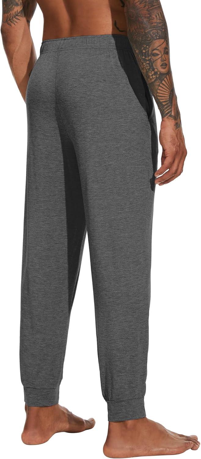 imageWiWi Mens Bamboo Viscose Pajama Jogger Pants Soft Lounge Bottoms Sleep Long Pj Joggers Sweatpant SXXLAdark Heather Grey