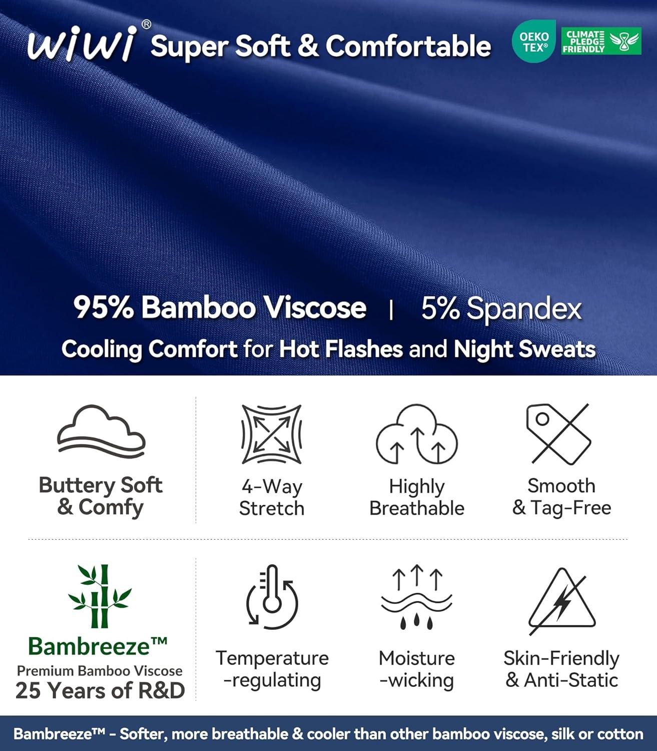 imageWiWi Mens Bamboo Viscose Pajama Jogger Pants Soft Lounge Bottoms Sleep Long Pj Joggers Sweatpant SXXLBcharcoal HeatherBlue Depth