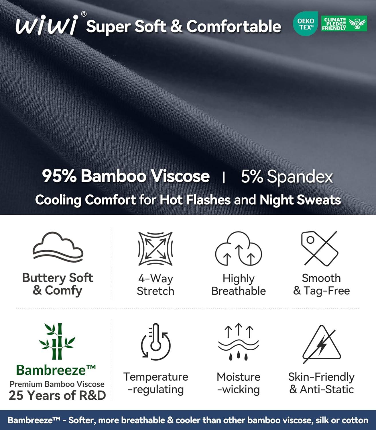 imageWiWi Mens Bamboo Viscose Pajama Jogger Pants Soft Lounge Bottoms Sleep Long Pj Joggers Sweatpant SXXLBmidnight BlueFog Blue