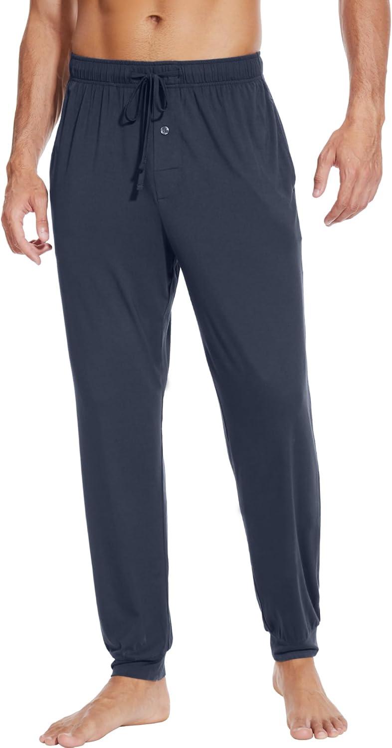 imageWiWi Mens Bamboo Viscose Pajama Jogger Pants Soft Lounge Bottoms Sleep Long Pj Joggers Sweatpant SXXLBmidnight BlueFog Blue