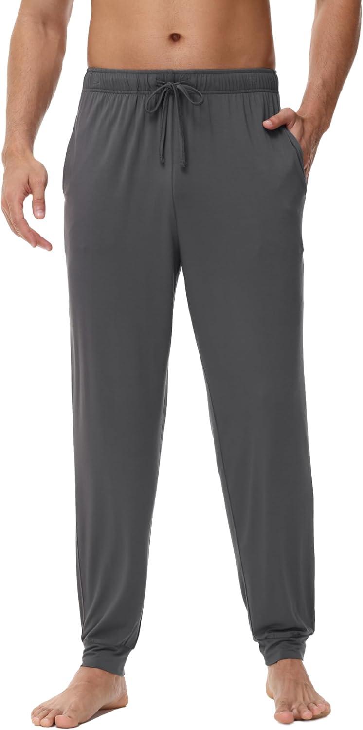 imageWiWi Mens Bamboo Viscose Pajama Jogger Pants Soft Lounge Bottoms Sleep Long Pj Joggers Sweatpant SXXLCcharcoal
