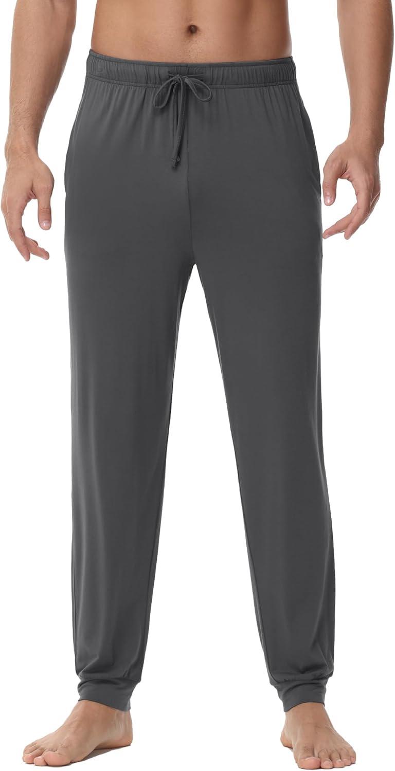 imageWiWi Mens Bamboo Viscose Pajama Jogger Pants Soft Lounge Bottoms Sleep Long Pj Joggers Sweatpant SXXLCcharcoal