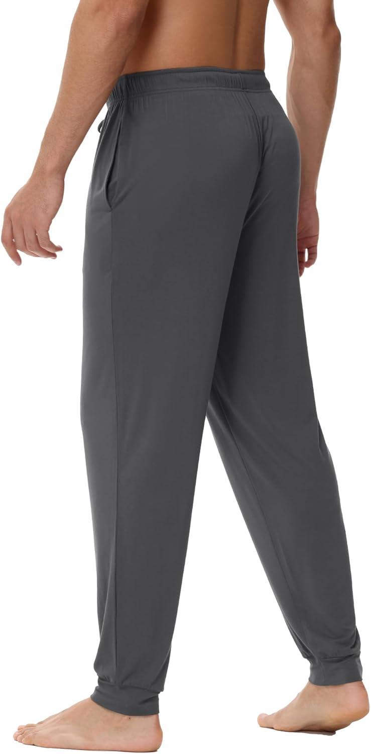 imageWiWi Mens Bamboo Viscose Pajama Jogger Pants Soft Lounge Bottoms Sleep Long Pj Joggers Sweatpant SXXLCcharcoal
