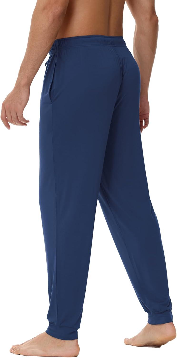 imageWiWi Mens Bamboo Viscose Pajama Jogger Pants Soft Lounge Bottoms Sleep Long Pj Joggers Sweatpant SXXLCdark Blue