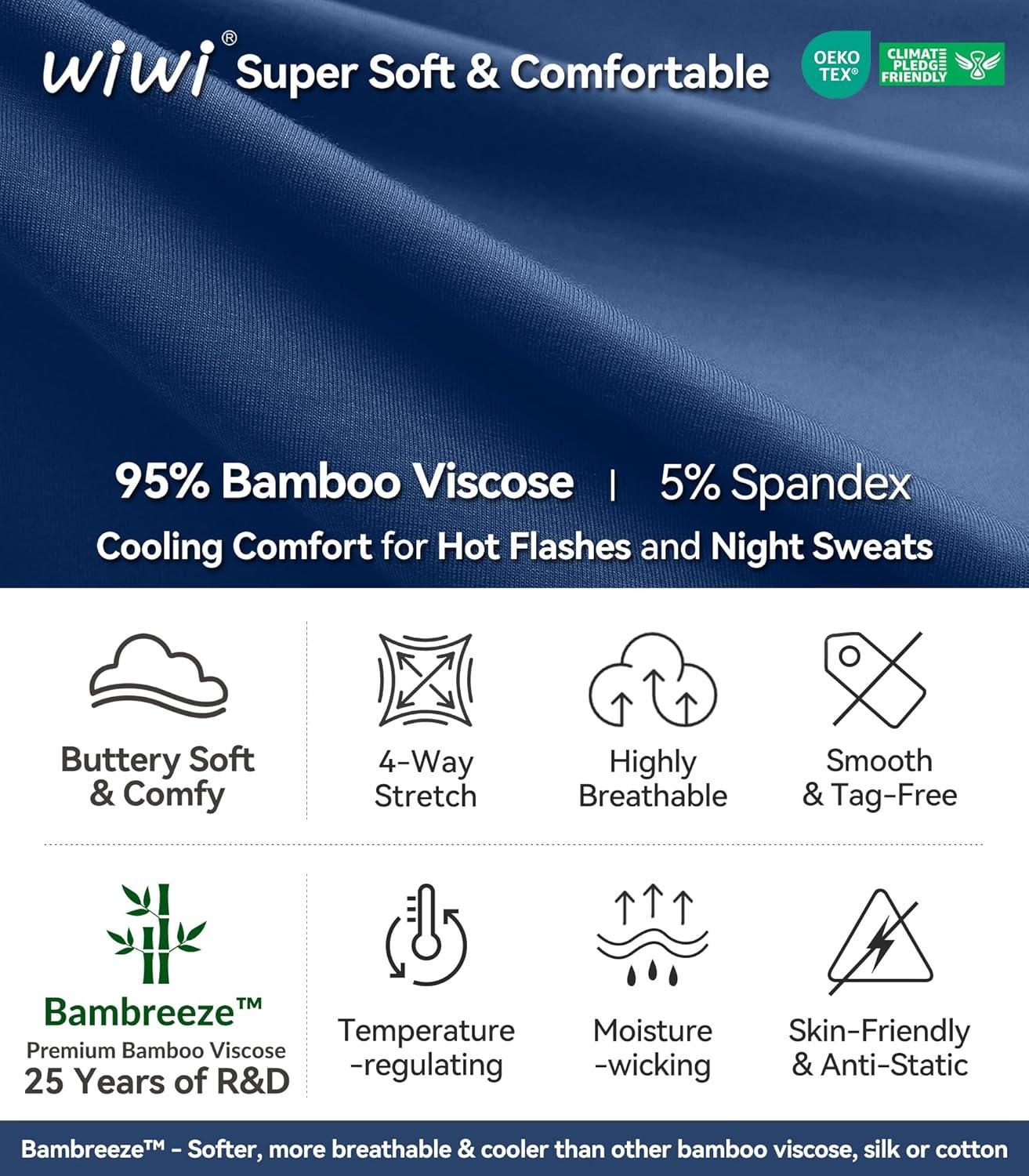 imageWiWi Mens Bamboo Viscose Pajama Jogger Pants Soft Lounge Bottoms Sleep Long Pj Joggers Sweatpant SXXLCdark Blue