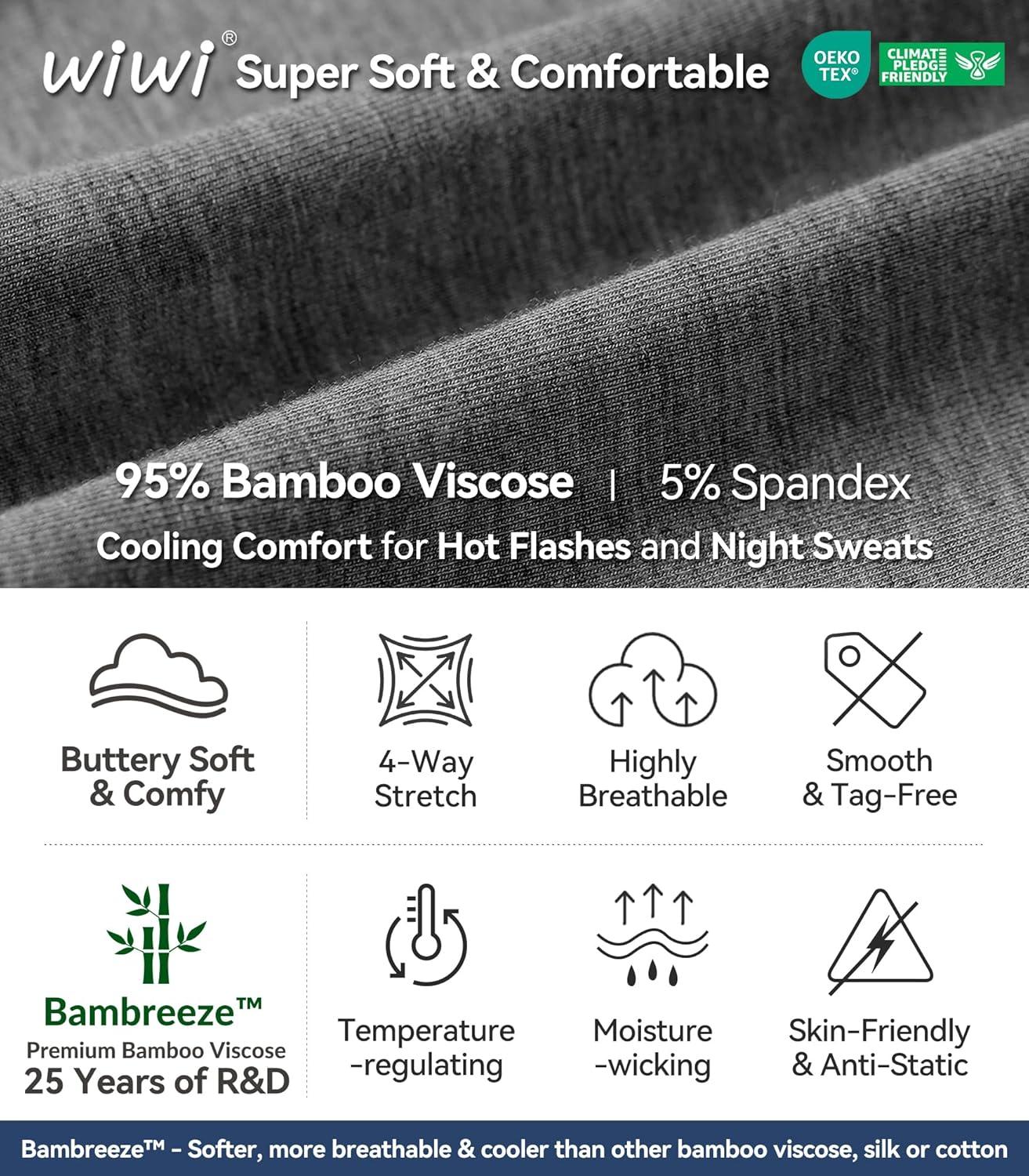 imageWiWi Mens Bamboo Viscose Pajama Jogger Pants Soft Lounge Bottoms Sleep Long Pj Joggers Sweatpant SXXLCdark Heathe Grey