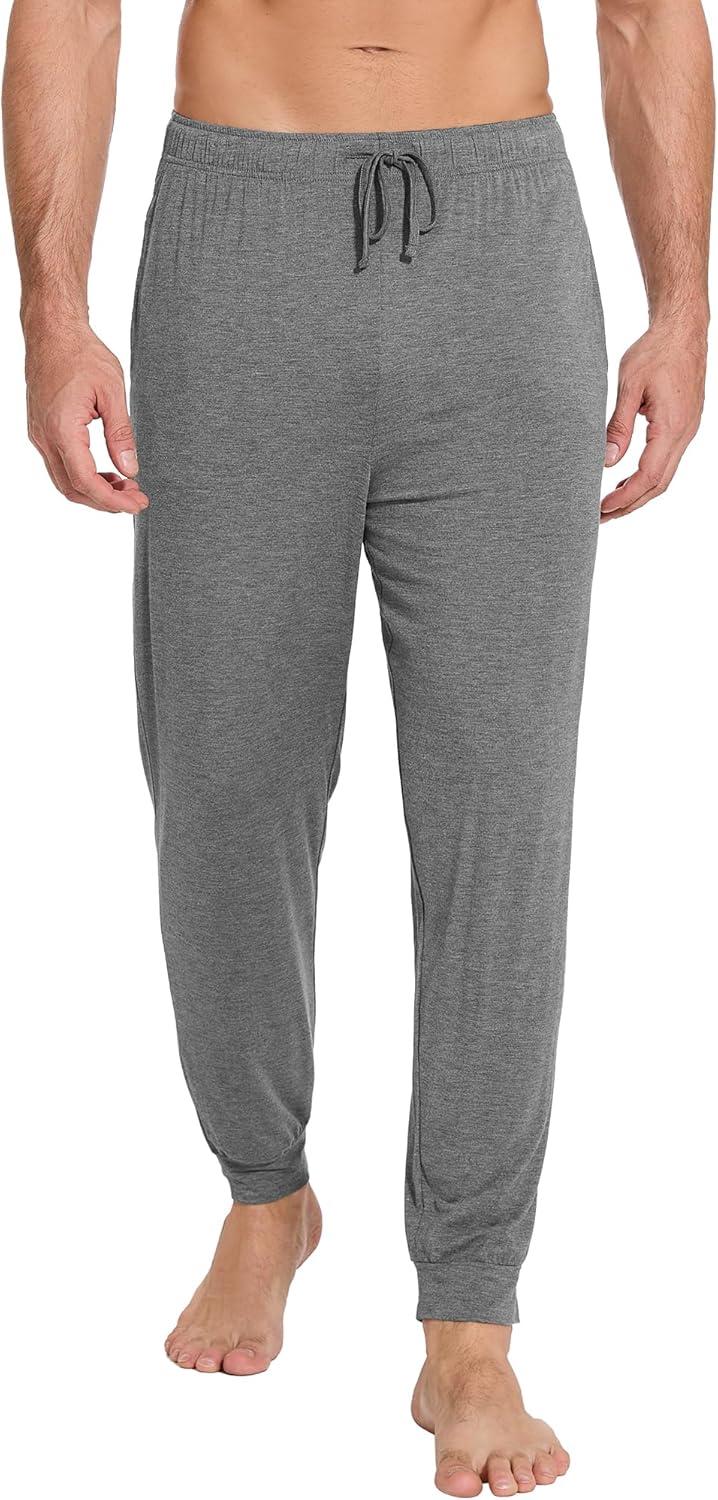 imageWiWi Mens Bamboo Viscose Pajama Jogger Pants Soft Lounge Bottoms Sleep Long Pj Joggers Sweatpant SXXLCdark Heathe Grey