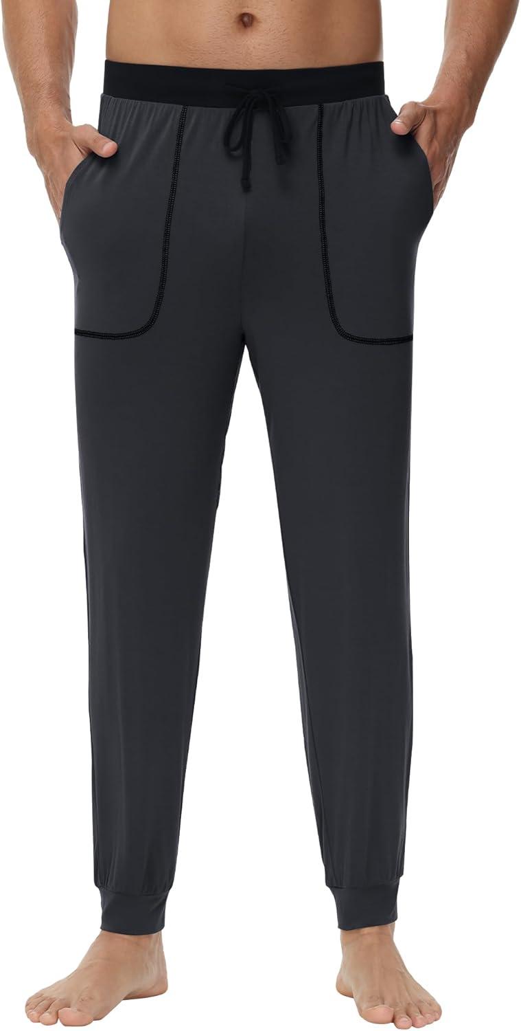 imageWiWi Mens Bamboo Viscose Pajama Jogger Pants Soft Lounge Bottoms Sleep Long Pj Joggers Sweatpant SXXLDcharcoal