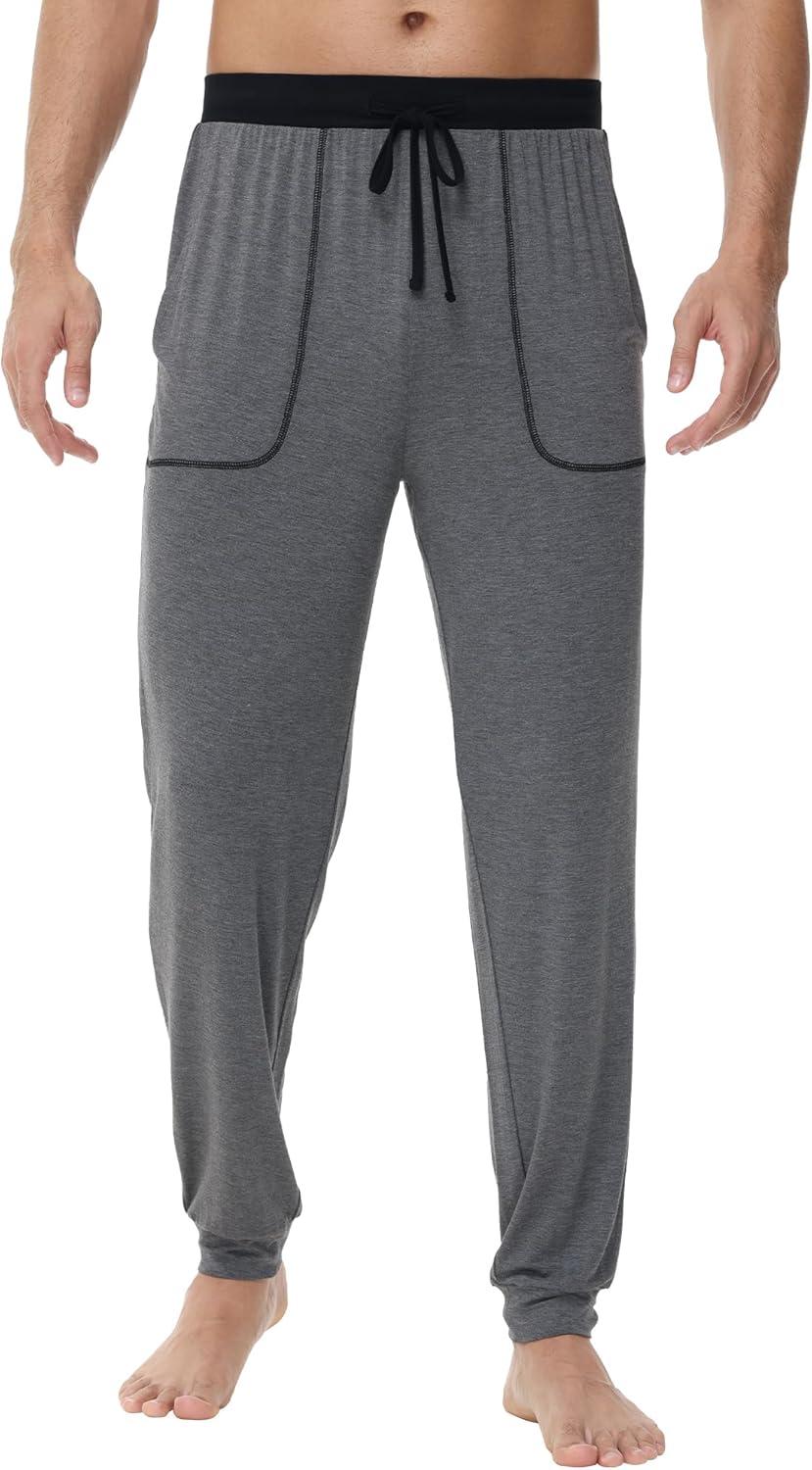 imageWiWi Mens Bamboo Viscose Pajama Jogger Pants Soft Lounge Bottoms Sleep Long Pj Joggers Sweatpant SXXLDdark Heathe Grey