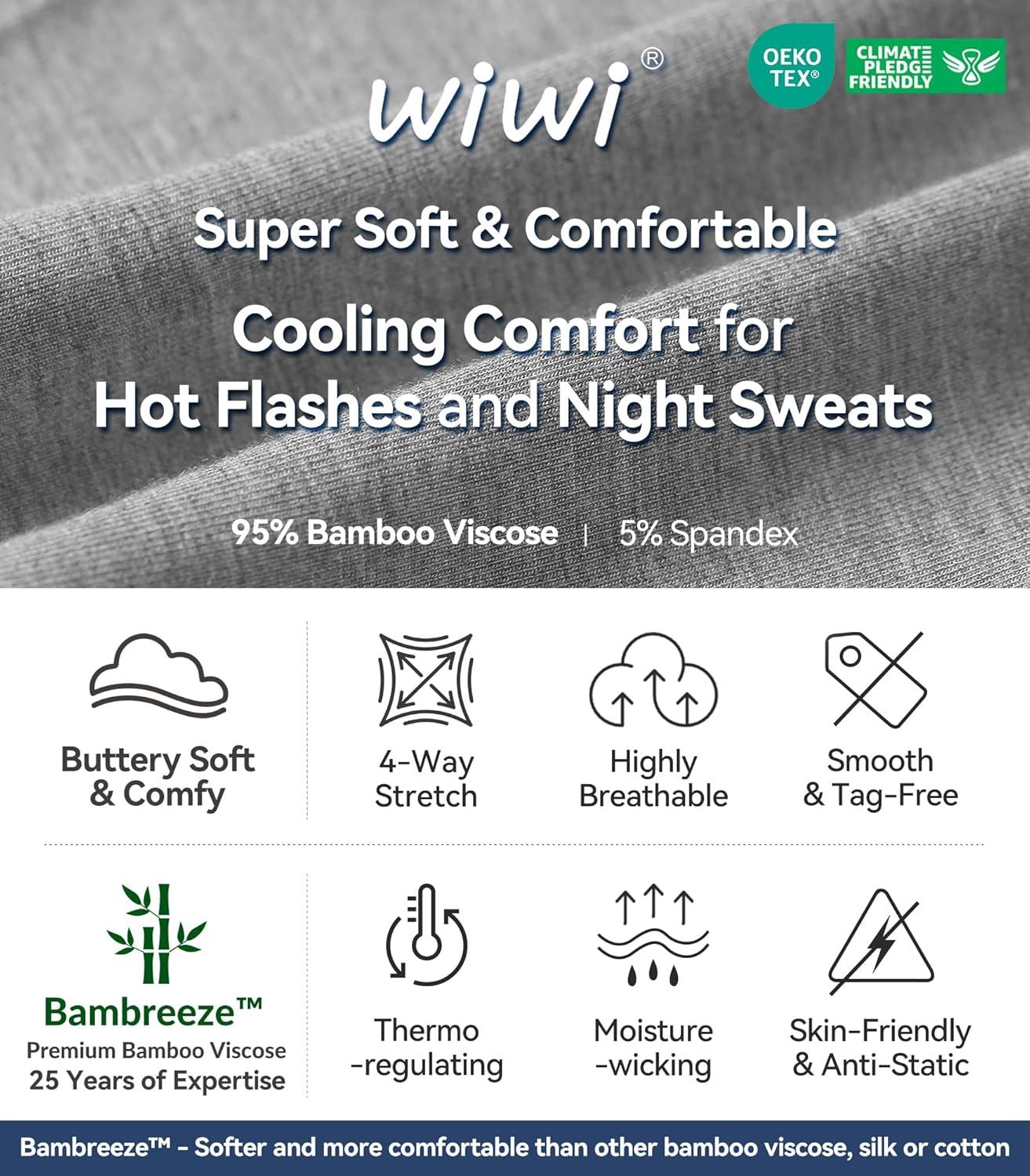 imageWiWi Womens Long Nightgowns Long Sleeve Lightweight Viscose from Bamboo Sleepwear SXXLAheather Grey