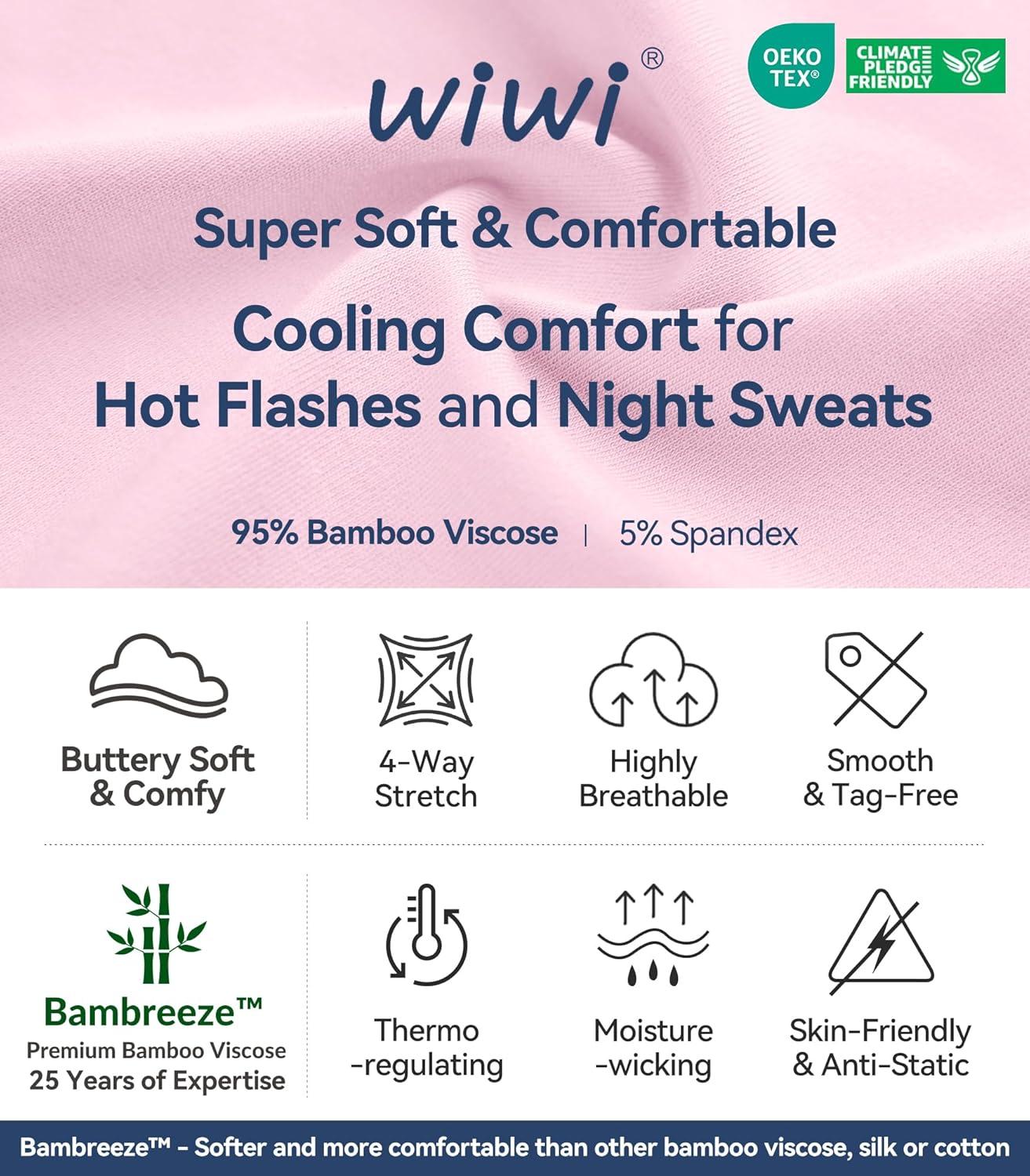 imageWiWi Womens Long Nightgowns Long Sleeve Lightweight Viscose from Bamboo Sleepwear SXXLApink