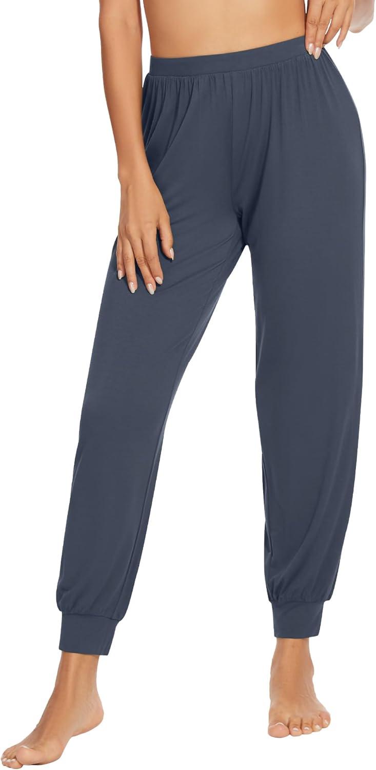 imageWiWi Womens Viscose from Bamboo Joggers Super Soft Pajama Pants Yoga Bottoms Cooling Lounge Sweatpants SXXLBmidnight Blue