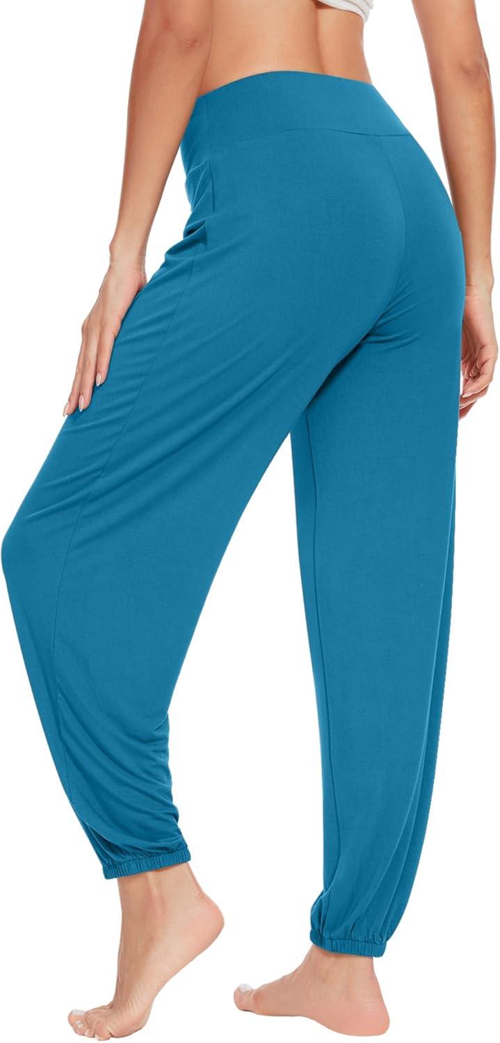 imageWiWi Womens Yoga Pants Viscose from Bamboo Stretchy Joggers Pant Comfy Lounge Bottoms Pajama SXXLAteal Blue