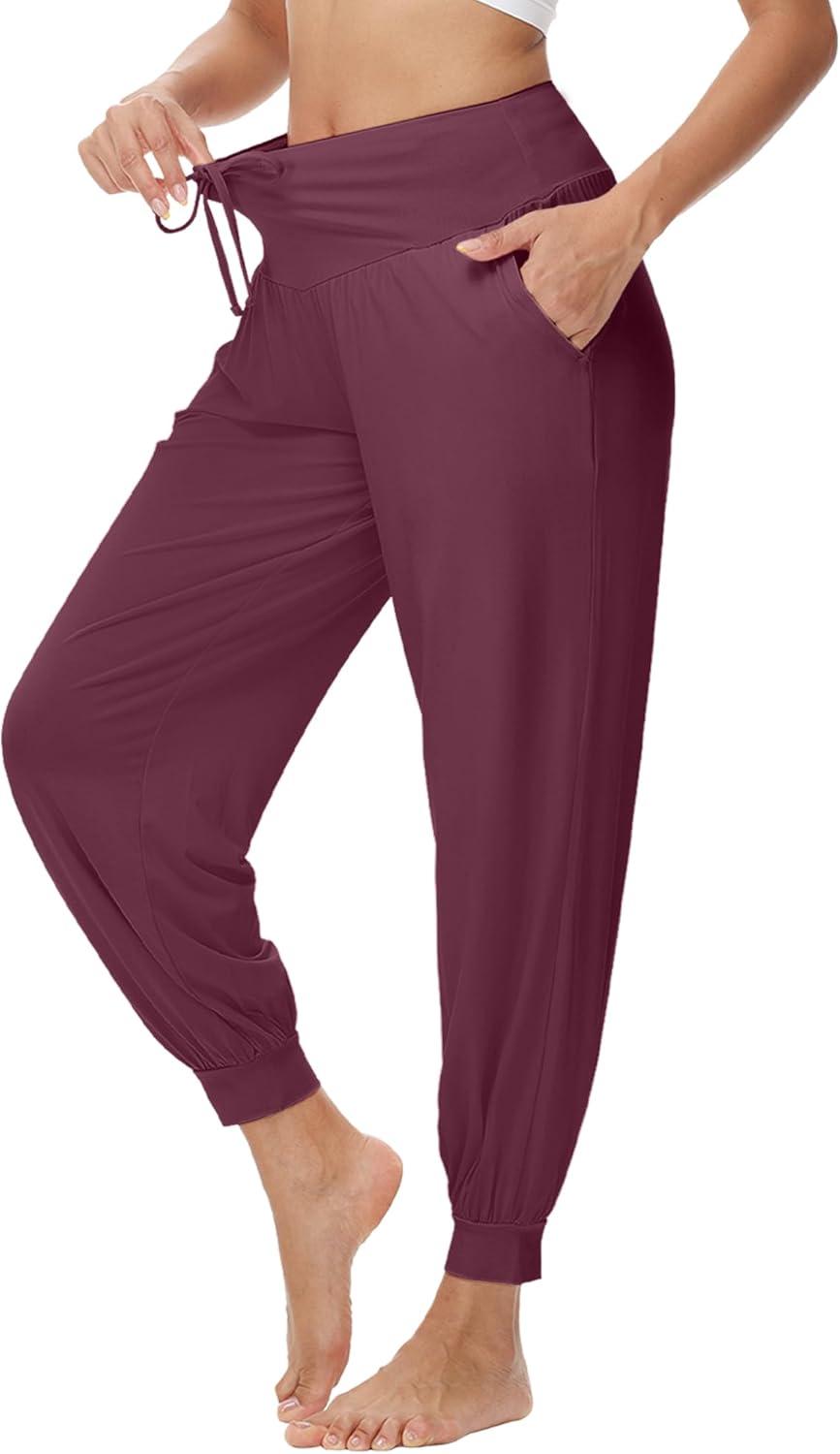 imageWiWi Womens Yoga Pants Viscose from Bamboo Stretchy Joggers Pant Comfy Lounge Bottoms Pajama SXXLBmulberry