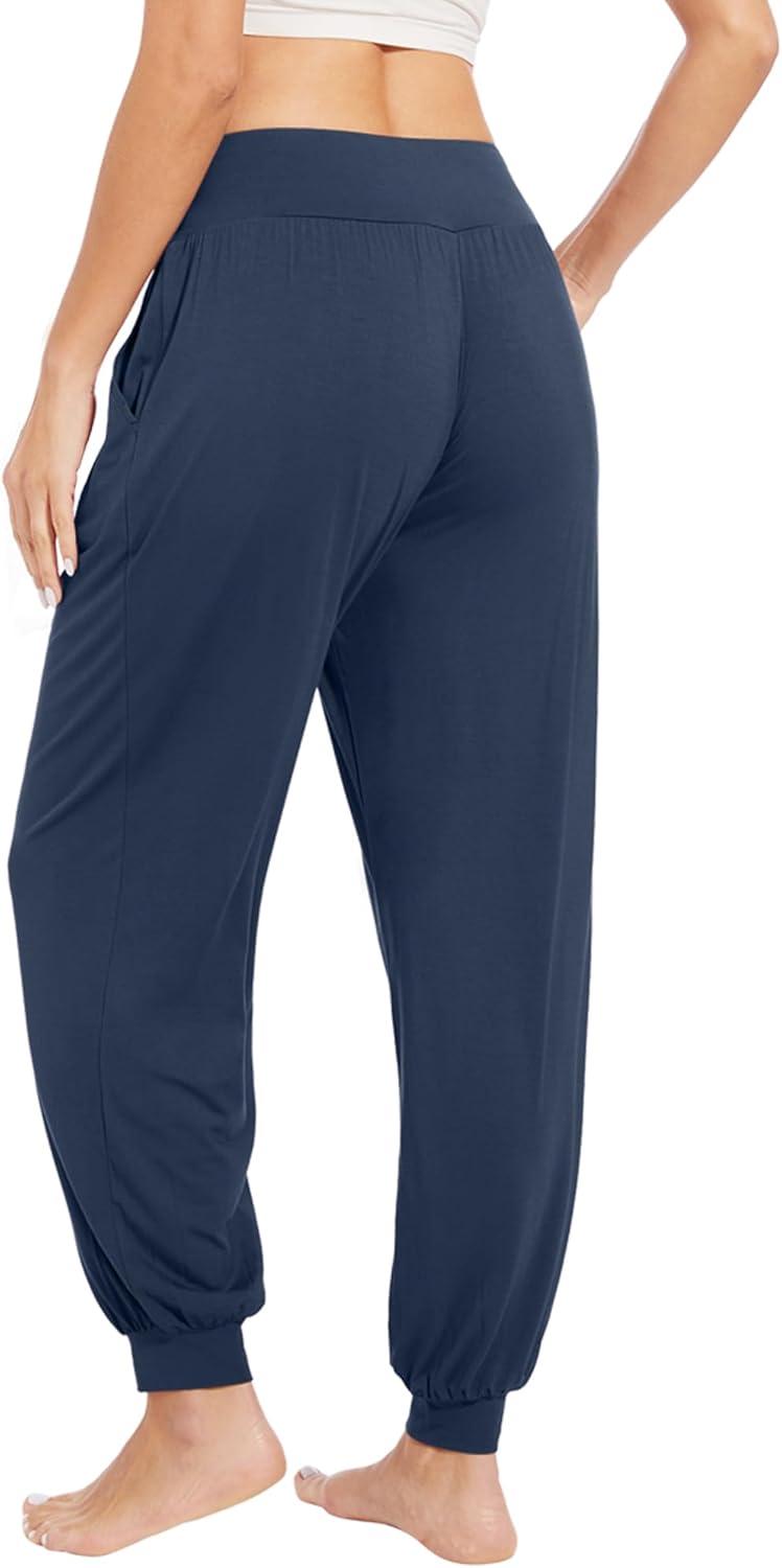 imageWiWi Womens Yoga Pants Viscose from Bamboo Stretchy Joggers Pant Comfy Lounge Bottoms Pajama SXXLBnavy Blue