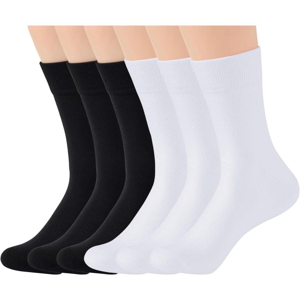imageWiWi Womens Crew Socks Viscose Bamboo Casual Socks Super Soft Seamless Toe Sock Solid Cozy Calf Socks 6 PairsWhiteblack 6 Pairs