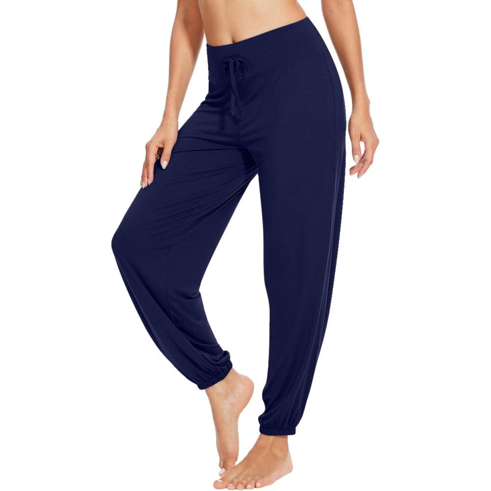 imageWiWi Womens Yoga Pants Viscose from Bamboo Stretchy Joggers Pant Comfy Lounge Bottoms Pajama SXXLAnavy