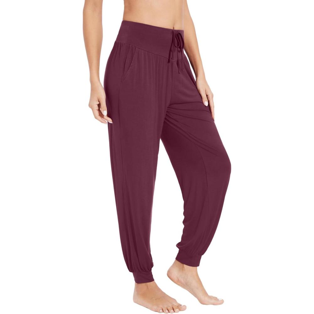 imageWiWi Womens Yoga Pants Viscose from Bamboo Stretchy Joggers Pant Comfy Lounge Bottoms Pajama SXXLBmulberry