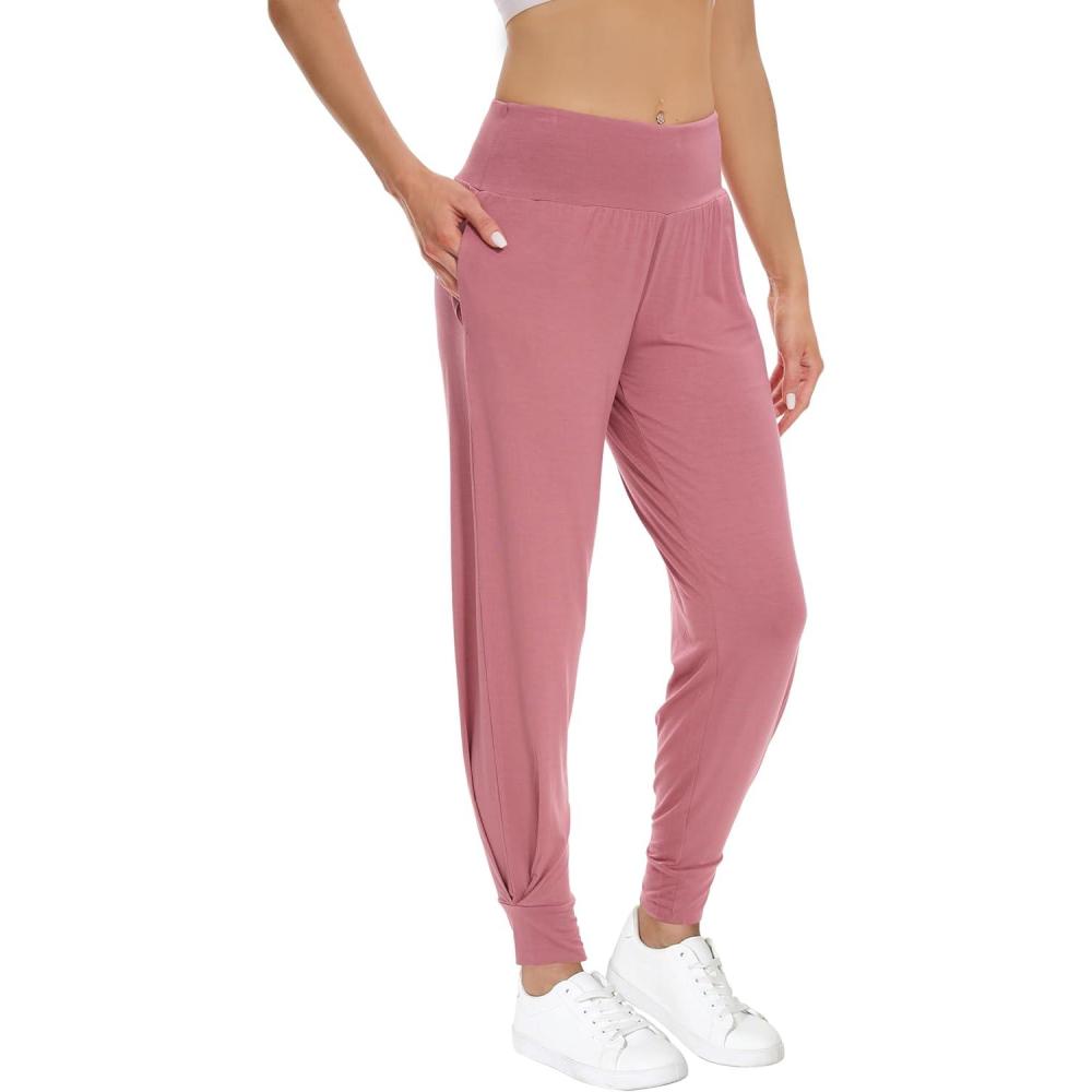 imageWiWi Womens Yoga Pants Viscose from Bamboo Stretchy Joggers Pant Comfy Lounge Bottoms Pajama SXXLCdusty Rose