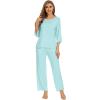 imageWiWi Lightweight Pajamas Set for Women Soft Short Sleeve Tops and Capri Pants Sleepwear Pjs Lounge Pj Sets SXXLAqua