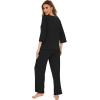 imageWiWi Lightweight Pajamas Set for Women Soft Short Sleeve Tops and Capri Pants Sleepwear Pjs Lounge Pj Sets SXXLBlack
