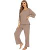imageWiWi Lightweight Pajamas Set for Women Soft Short Sleeve Tops and Capri Pants Sleepwear Pjs Lounge Pj Sets SXXLCamel