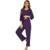 imageWiWi Lightweight Pajamas Set for Women Soft Short Sleeve Tops and Capri Pants Sleepwear Pjs Lounge Pj Sets SXXLDark Purple