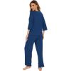 imageWiWi Lightweight Pajamas Set for Women Soft Short Sleeve Tops and Capri Pants Sleepwear Pjs Lounge Pj Sets SXXLInk Blue