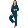 imageWiWi Lightweight Pajamas Set for Women Soft Short Sleeve Tops and Capri Pants Sleepwear Pjs Lounge Pj Sets SXXLPeacock Blue