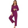imageWiWi Lightweight Pajamas Set for Women Soft Short Sleeve Tops and Capri Pants Sleepwear Pjs Lounge Pj Sets SXXLPurplish Red