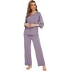 imageWiWi Lightweight Pajamas Set for Women Soft Short Sleeve Tops and Capri Pants Sleepwear Pjs Lounge Pj Sets SXXLViolet