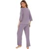 imageWiWi Lightweight Pajamas Set for Women Soft Short Sleeve Tops and Capri Pants Sleepwear Pjs Lounge Pj Sets SXXLViolet