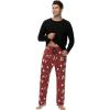 imageWiWi Pajamas for MenViscose Made from BambooLong Sleeve Pj Set CrewNeck Pajama Sets Comfy Loungewear SXXLAblackchristmas Elk on Red