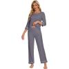 imageWiWi Pajamas for Women Scoop Neck 34 Sleeve Pajama Set Soft Sleep Lounge Set Sleepwear Viscose from bamboo SXXLDark Grey